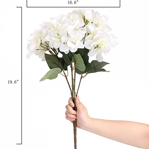 Jim's Cabin Silk Hydrangea Artificial Flowers 2 Bouquets, Lifelike Fake Flower Arrangements for Bedroom, Wedding, Cabin Decor & DIY Projects（White） - color: White
