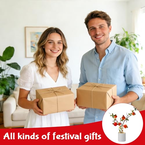WSYEAR Christmas Decoration Artificial Pomegranate Branch Mini Lifelike Realistic Fruit Stem Fake Plastic Ornament Festival Indoor - color: Pomegranate