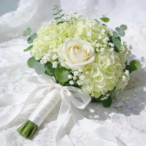 Artificial Hydrangea Flowers, Real Touch Faux Hydrangea Stems, Latex Realistic Floral Arrangement for Home Decor, Wedding Table Centerpiece, Elegant Party Decoration (Green., 4pcs) - color: Green., size: 4pcs