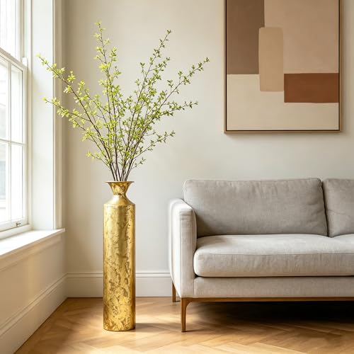 Hosley Decorative Gold Metal Tall Floor Vase. Ideal Gift for Floral Arrangements Weddings Party Spa Reiki Meditation Settings O5 (27.25" High) - color: Gold, size: 27.25" High