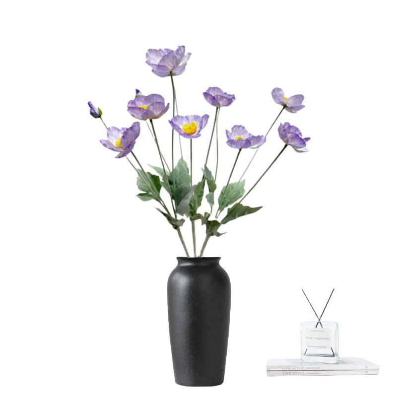 Poppies Flowers Artificial,Ranunculus Artificial Flowers,Silk Flowers with Stems,Faux Flower Stems for Wedding,Party,Garden Outdoor Indoor Decor Flower Arrangements for Table (3, Purple) - color: Purple