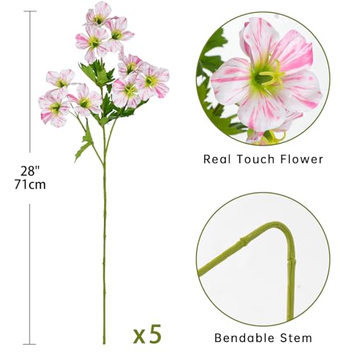 Hollyone 9 Heads Light Pink Artifical Lilies Flowers 5Pcs Faux Stargazer Lily Flowers Plants Bush Arrangement Bouquets Fake Lily Stem Plant for Indoor Home Decor Table Office Party Wedding Decoration - color: Light Pink