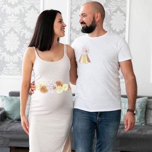 Maternity Sash Set Baby Shower Floral Belly Belt Baby Shower Decoration for Mom to Be Pregnancy Party Supplies - color: Style4