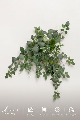 Ling's moment Wedding Artificial Welcome Sign Flowers Swag Arch Floral Garland Decorations Sage Green for Ceremony Reception Entrance Entryway Party Banquets Easel Wall Home Outdoor(NOT Include Sign) - color: Wht- Greenery