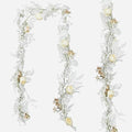 CQURE 2Pack Eucalyptus Garland,Artificial Eucalyptus Leaves Flowers Table Greenery Garland Wreath Vines for Wedding Party Fireplace Bedroom Room Decor - size: 17.7 Ft with Flowers -White