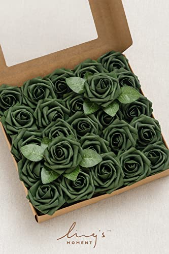 Ling's moment Artificial Roses, Emerald Green, 3 Inch 50 Pcs | Foam Material, With Stems, DIY Floral, Wedding/Party Decor, Centerpieces/Bouquet - color: Gn- Emerald Green, size: 50Pcs
