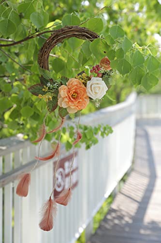 YYHUAWU Artificial Flowers Combo Set Fake Flower Leaf Box with Stems for DIY Wedding Bouquets Centerpieces Flower Arrangements Decorations Baby Shower Party Home Decorations (Terracotta White) - color: Burgundy White