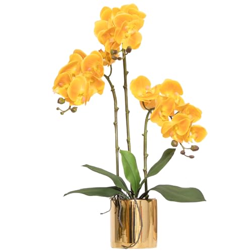 Artificial Orchid Flowers Set Fake Phalaenopsis Flower Faux Butterfly Orchid Real Touch Orchid for Wedding Home Office Party Hotel Yard Decoration Restaurant - color: Yellow