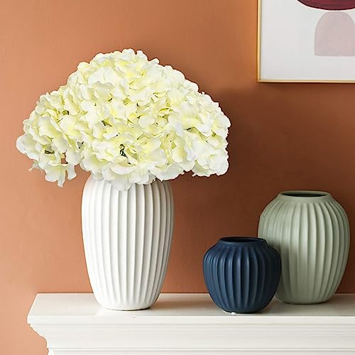 Fake White Hydrangea Artificial Flowers - Faux Silk Hydrangeas Flowers Heads with Stems Real Touch for Home Wedding Party Table Decor(CreamWhite,Pack of 10) - color: Cream White