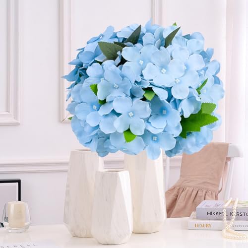 108PCS Hydrangea Artificial Flowers Silk Fake Flowers with Stems for Mother's Day, Home Wedding Decor, Party Table Centerpieces DIY Project and Bouquet Floral Garlands Decoration (Blue) - color: Blue