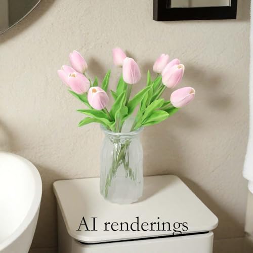 Artificial Flowers 10 Heads Mini Real Touch Artificial Tulip for Home Wedding Party Centerpiece Decoration (Light Purple) - color: Light Purple