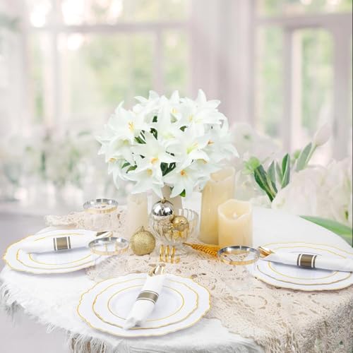 Tinsow 20Pcs Artificial Lily Real Touch Flowers Fake Latex Lily Flowers White Mini Lily for Wedding Home Decoration Small Easter Lily