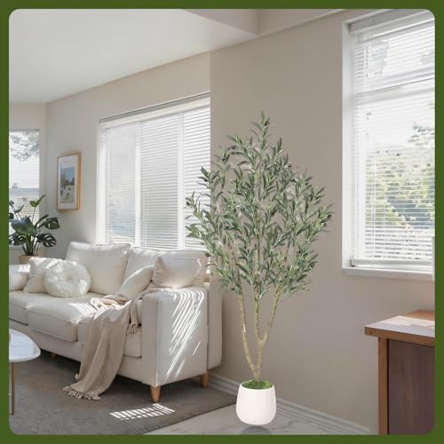 Garvee 5FT Indoor Olive Tree, Artificial Plant with Oval Planter, Lifelike Foliage and Fruits, Fake Plant for Home Decor, Office, Porch and Living Room - size: 5ft