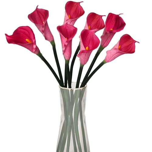 8 Pcs Calla Lily Artificial Flowers 26 Inch Lilies Flowers Floral Bouquet for Home Table Party Wedding Decor (Purple) - color: Purple