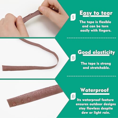 Floral Tape, 1/2inch Flower Tape, Flower Tape for Bouquet Stem Wrap Floral Arranging Craft Projects Corsages, Wedding Bouquet (Brown) - color: Brown