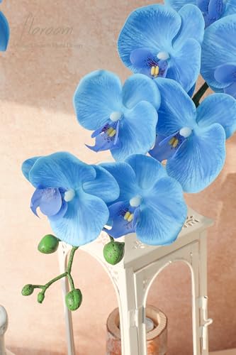 Floroom 2pcs Faux Phalaenopsis Orchid Fake Artificial Flower with Stems, Real Touch Large Blooms 40 Inch for DIY Bouquets, Wedding Centerpieces & Home Decor, Cobalt Blue - color: Cobalt Blue