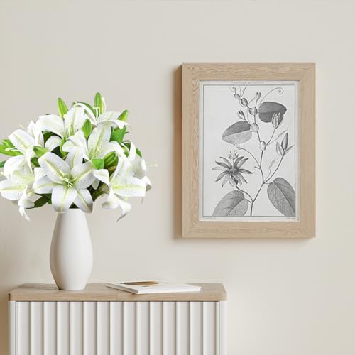 12 Pcs White Artificial Lily Flower, Realistic Long Stem Real Touch Stargazer Lily, Faux Lily Flower Fake Floral with Rods for Home Party Wedding Table Centerpiece Garden DIY Craft Decoration