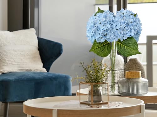 ZYTUYO 20 inches 4 Pcs Sky Blue Real Touch Hydrangea Artificial Flowers Boho Lifelike Real Looking Latex Hydrangeas Flower with Long Stem for Home Decor Spring Table Centrepiece - color: Sky Blue