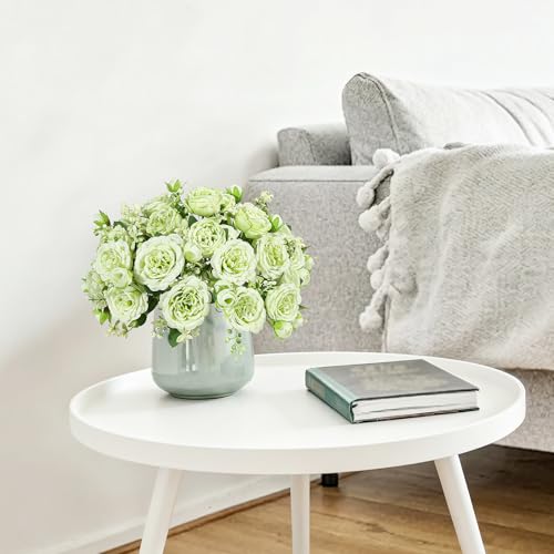 Artificial Peonies Silk Flowers, Faux Peony Bouquet 2 Bundles Florals Arrangements Decor for Farmhouse Home Boho Wedding Table Centerpiece, Fake Plastic Flowers Bulk for Vase Decoration (Green, 2PCS) - color: Green, size: 2PCS