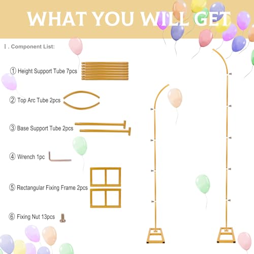 Metal Balloon Arch Stand, Set of 2 Wedding Arch Stand Flower Arch Backdrop Floral Wedding Arches for Ceremony Decorations