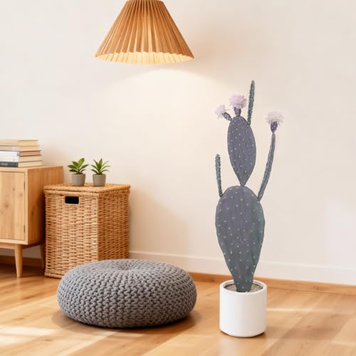 Artificial Cactus Plant, Tall UV Resistant Faux Cactus Plant, Realistic Texture Tall Fake Plant, Faux Desert Cacti Potted Plant with Planter for Indoor Outdoor Decoration - color: Pink 25p0101