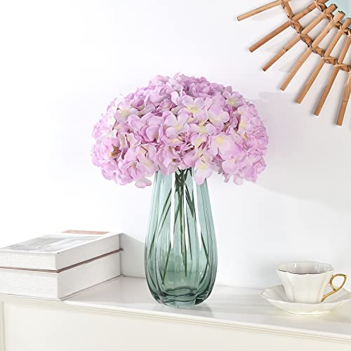 10PCS Artificial Hydrangea Flowers, Fake Hydrangea Silk Flowers Heads with Stems for Wedding Home Party Shop Baby Shower Decoration-Pink - color: New-pink