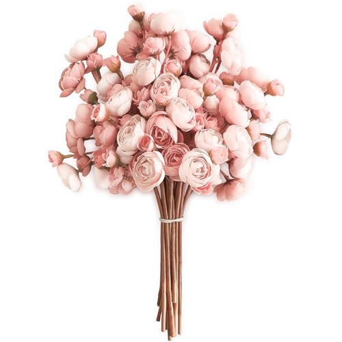 Floroom Ranunculus Artificial Flowers 18 Pcs Dusty Rose Faux Silk Mini Ranunculus Bulk Fake Wedding Filler Flowers for DIY Bouquets, Centerpieces, Bridal Shower Decorations & Arrangements - color: Dusty Rose