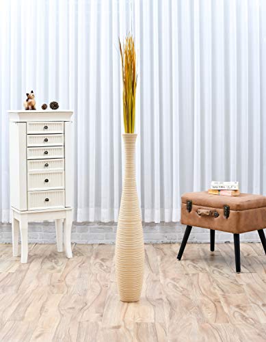 Leewadee Tall Vase Filler , Natural Grass Stems – 2 Bunches of Colored Branches for Vases, Carefully Dried Twigs for Home and Bar Decoration, 45 inches, Yellow - color: Yellow, style: Dried Grass