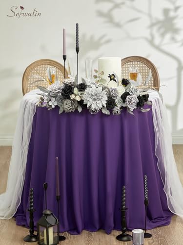 Serwalin Artificial Flowers Grey Fake Flowers Box Set, Silk Flowers with Stems, Faux Wedding Flower Cake Flowers for DIY Wedding Bouquets Bridal Shower Centerpieces Floral Arrangements Decor - color: Black & Grey, size: Square
