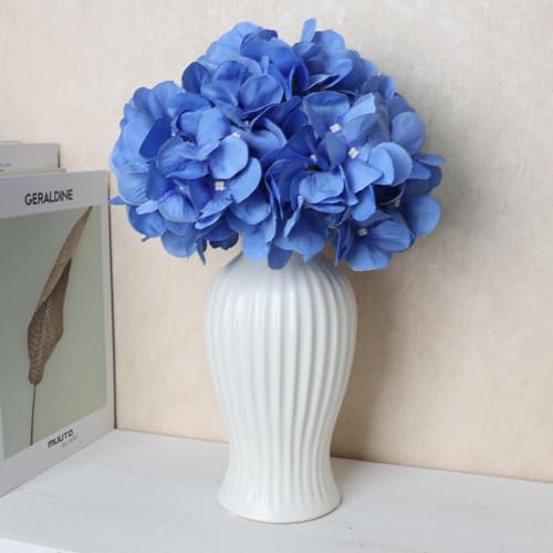 Blue Hydrangea Artificial Flowers Bulk with Stems 64 Pcs | Faux Silk Hydrangeas Flower Heads with Stems for Wedding Arch Table Centerpieces Home Garden Baby Shower Party Decoration - color: Blue