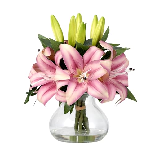 GarveeHome Artificial Lily Flower, Faux Lily Flowers Stems for Vase, Silk Fake Flowers for Home Table Office Wedding Party Decor (Purple) - color: Tiger Lily ,Purple