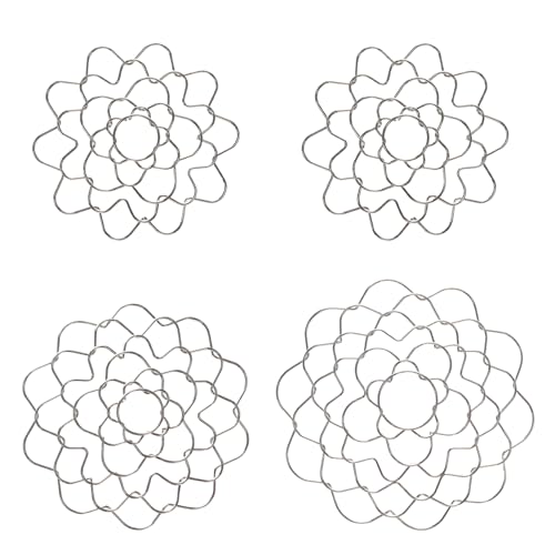 Mormchlots 4pcs Mixed Metal Flowers Arrangement Holder,Reusable Flower Frog Durable Floral Grid,Modern Flower Lid Organizer for Vase Floral Stems/Bouquets（Silver） - color: Silver