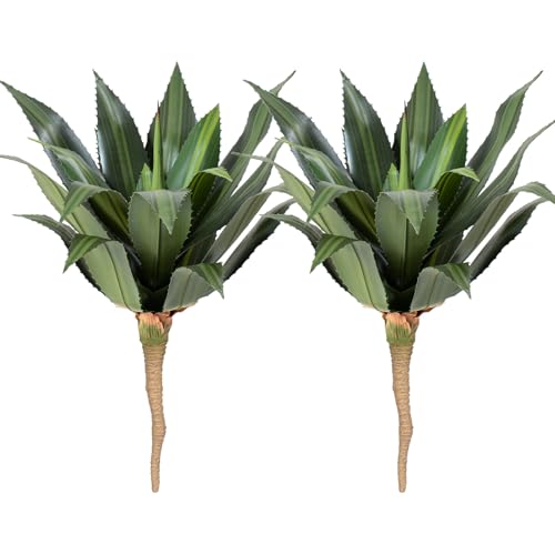 22 inch Artificial Agave Outdoor Set Spiky Edged Agave Artificial Plants Suitable for Indoor Home Decor Realistic and UV-Resistant Artificial Succulents Planters Not Included 2 Piece Set - color: Agave Spines, size: 22in