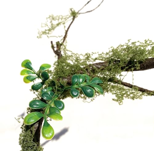 43 inches Moss Twig Vines Artificial Trees Branches Jungle Climber Fake Greenery Twigs Trunk with Greenery for Home Decor Garden Landscape Hanging Reptile Habitat Decor (Green - Pack of 2) - color: Green - Pack of 2