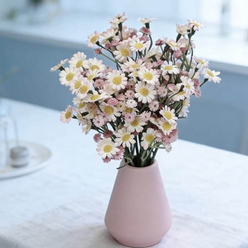 Small Daisy Flowers Artificial Wildflowers Chamomile Pink 18 Pcs | Mini Daisies Flowers Silk Spring Summer Chamomiles for DIY Floral Arrangements Wedding Table Centerpieces Party Home Decor - color: Pink