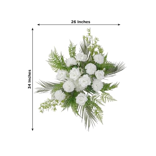Efavormart Ivory Wedding Arch Swag, Timeless Artificial Ivory Rose and Chrysanthemum Floral Arrangement for Classic Ceremonies and Backdrop Styling - color: Ivory Arch02