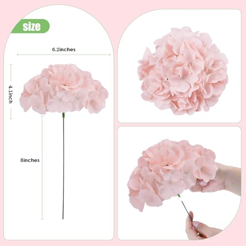 AVIVIHO 65pcs Fake Flowers Blush Hydrangea Artificial Flowers Bulk (Not Squished, No Steaming Need) Silk Flowers with Stems for Wedding Decor,Home,Baby Shower,Table Centerpieces Decoration - color: Blush, size: Medium