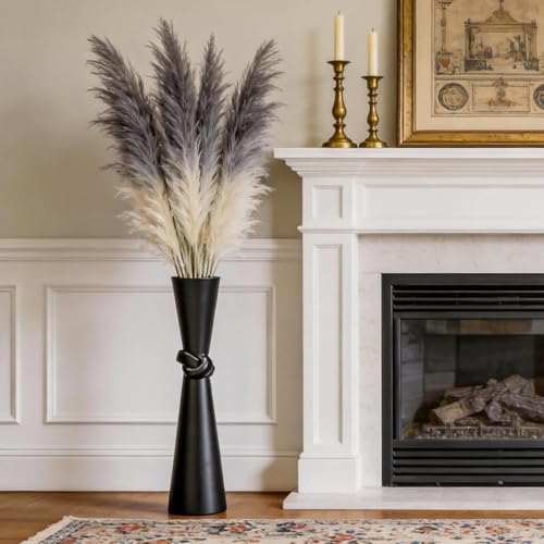 Tall Black Floor Vase 23.6″ – Glossy Resin Decorative Floor Vase for Pampas Grass, Branches & Dried Flowers, Modern Farmhouse Indoor Home Decor - color: Black