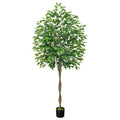 Artificial Ficus Tree with 3 Natural Curved Trunks, 6FT Tall Faux Ficus Tree in Sturdy Plastic Nursery Pot, Faux Plant for Office Home Living Room Farmhouse, Indoor Outdoor Decor