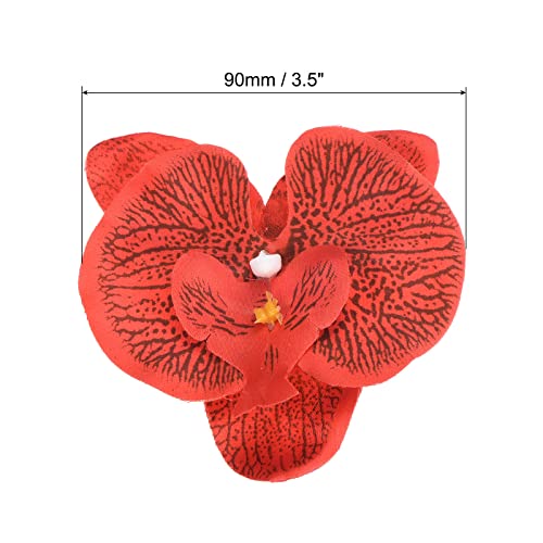 PATIKIL 9cm/3.5" Artificial Orchid Flower Heads, 20 Pack Silk Phalaenopsis Fake Butterfly Orchid Heads for Wedding Floral Bouquet Decor DIY Craft Making, Red - color: Red, size: 3.5"