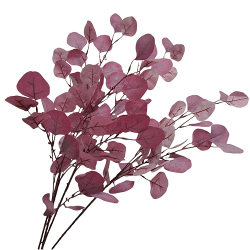 XZJMY 4 Pack Artificial Eucalyptus Stems Leaves 95cm Long Faux Eucalyptus Branches,Artificial Flowers Greenery for Home Decor Flower Arrangement Wedding Party Table Centerpiece (Purple) - color: Purple