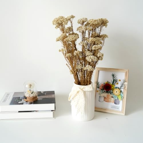 Natural Preserved Millet Flowers Dried Bouquet Flowers and Plants Arrangements for Home and Wedding Decoration (Lvory White) - color: Lvory White