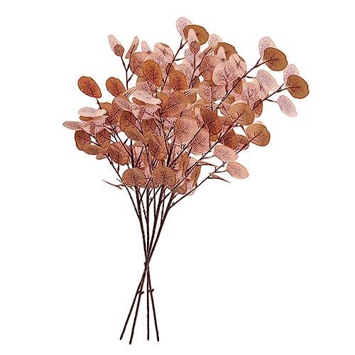 XZJMY 4 Pack Artificial Eucalyptus Stems Leaves 37.4" long Faux Eucalyptus Branches,Artificial Flowers Greenery for Home Decor Flower Arrangement Wedding Party Table Centerpiece (Yellow) - color: Green With White Accents