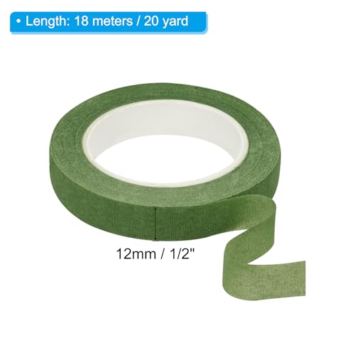 PATIKIL Floral Tape 1/2" x 30 Yard / 12mm x 30m, 2 Pack Flower Wrap Adhesive Tape for Bouquet Stem Wrapping, Olive - color: Olive