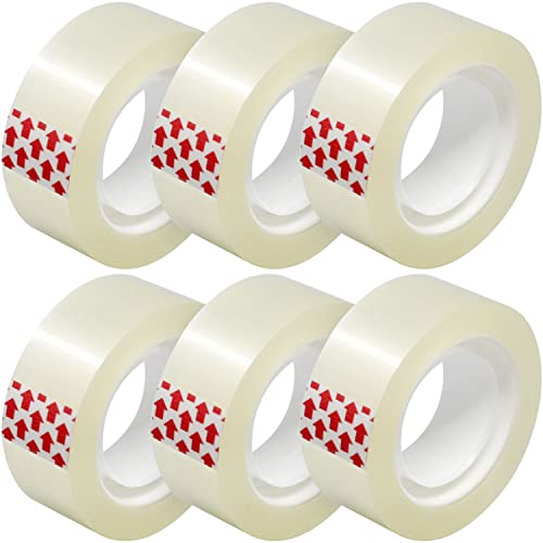 6 Rolls Transparent Tape Refills, Clear Tape, Hand Tearable, 3/4 x 1000 Inches, Glossy Gift Wrapping Tape for Dispenser, Office, School, Home - size: 6 Rolls