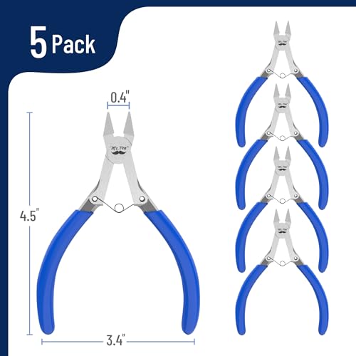 Mr. Pen- Wire Cutter, 5 Inch, 5 Pack, Wire Cutters, Diagonal Wire Cutters | Flush Cutter, Nippers, Side Cutters, Flush Cutters, Diagonal Cutter, Cutting Pliers, Wire Pliers - color: Blue, size: 5 inch, 5 Pack