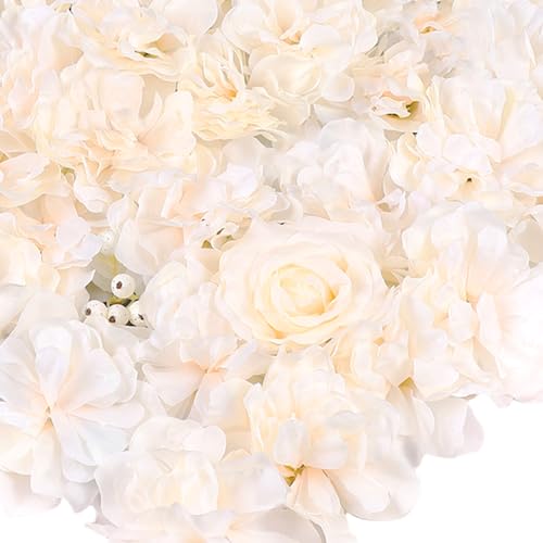 Flower Wall Panels 3D Flower Wall Backdrop, 6Pcs Artificial Flower Wall Panel Silk Rose Floral Decorative Faux Flower Wall Background for Wedding Home Decoration (Light Pink, 23.6 * 15.7in) - color: Light Pink