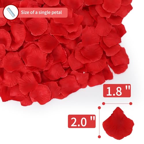 1000 Pcs Artificial Fake Rose Petals,Flower Petals for Romantic Night, Engagement, Party, Wedding, Event Flower Decoration(Red) - color: Red, size: 1000Pcs