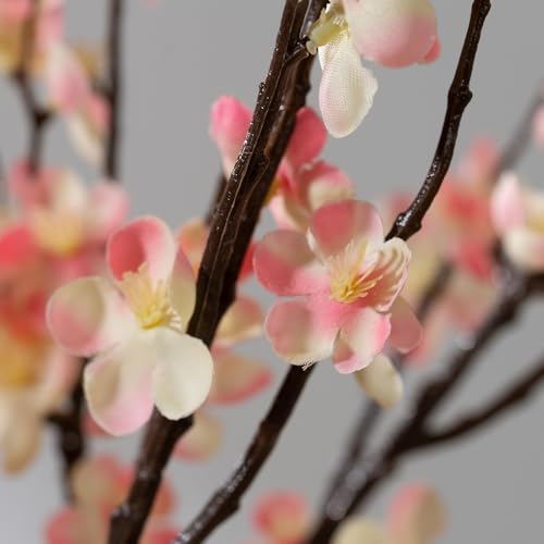 LESING 4pcs Cherry Blossom Flowers Artificial, Fake Silk Cherry Blossom Branches Tall Peach Blossom Flower Stems Arrangement for Wedding Home Office Party Decoration (Light Pink-2) - color: Light Pink-2