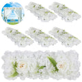6 Pcs Artificial Flower Panels, Wedding Arch Faux White Hydrangea Swags, White Flowers for Backdrop, Wall Decor, Table Centerpiece Flower Row, Aisle Runner Embellishment